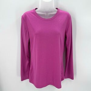 NIKE Dri Fit Shirt Regular Fit Womens M Long Slv Athletic Pink Purple FLAWS